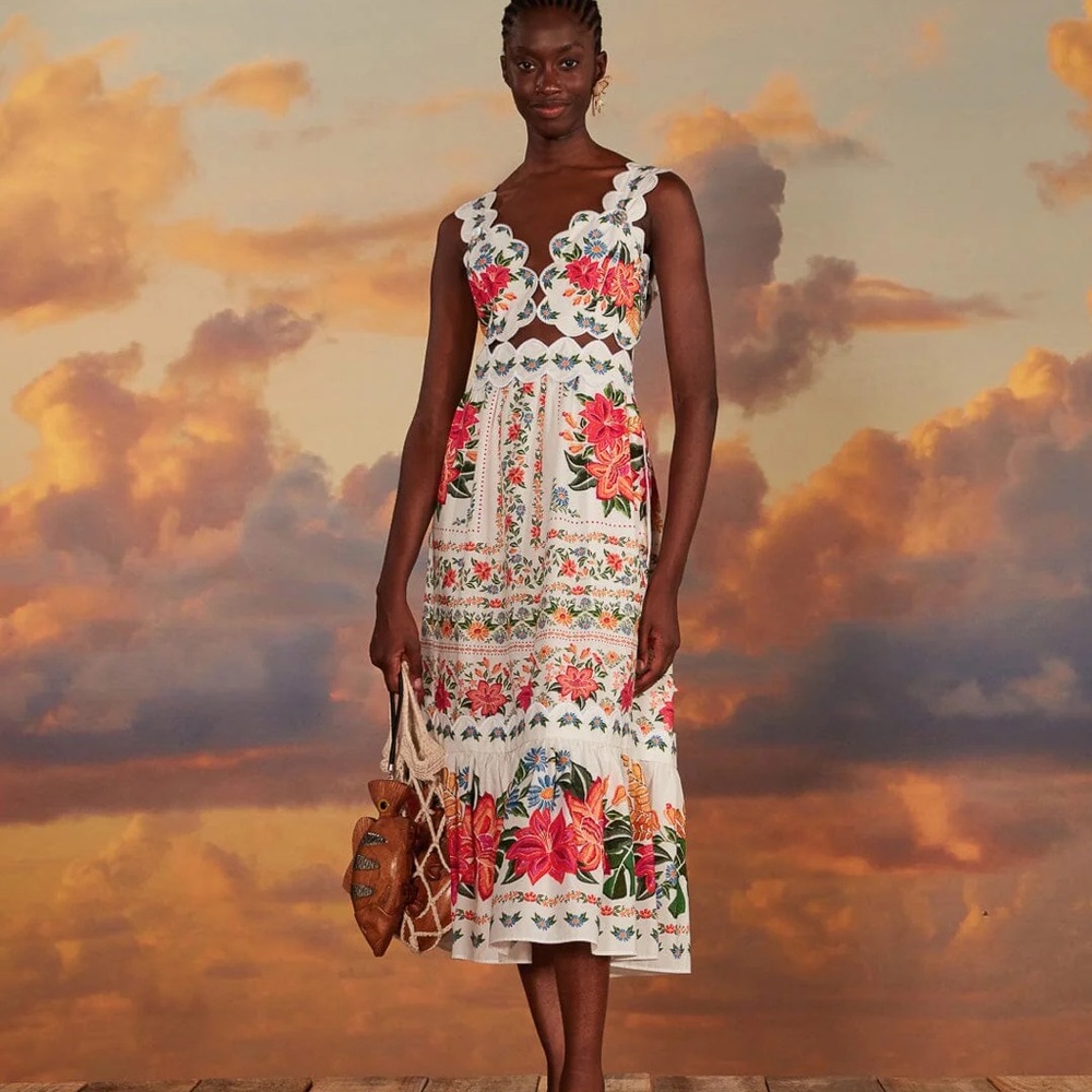 FARM Rio Off-White Bloom Garden Maxi Dress